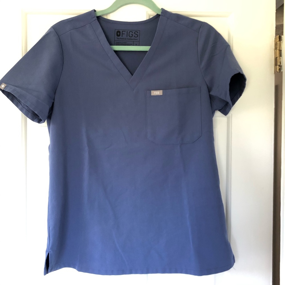 Figs Women's Blue V-Neck Top